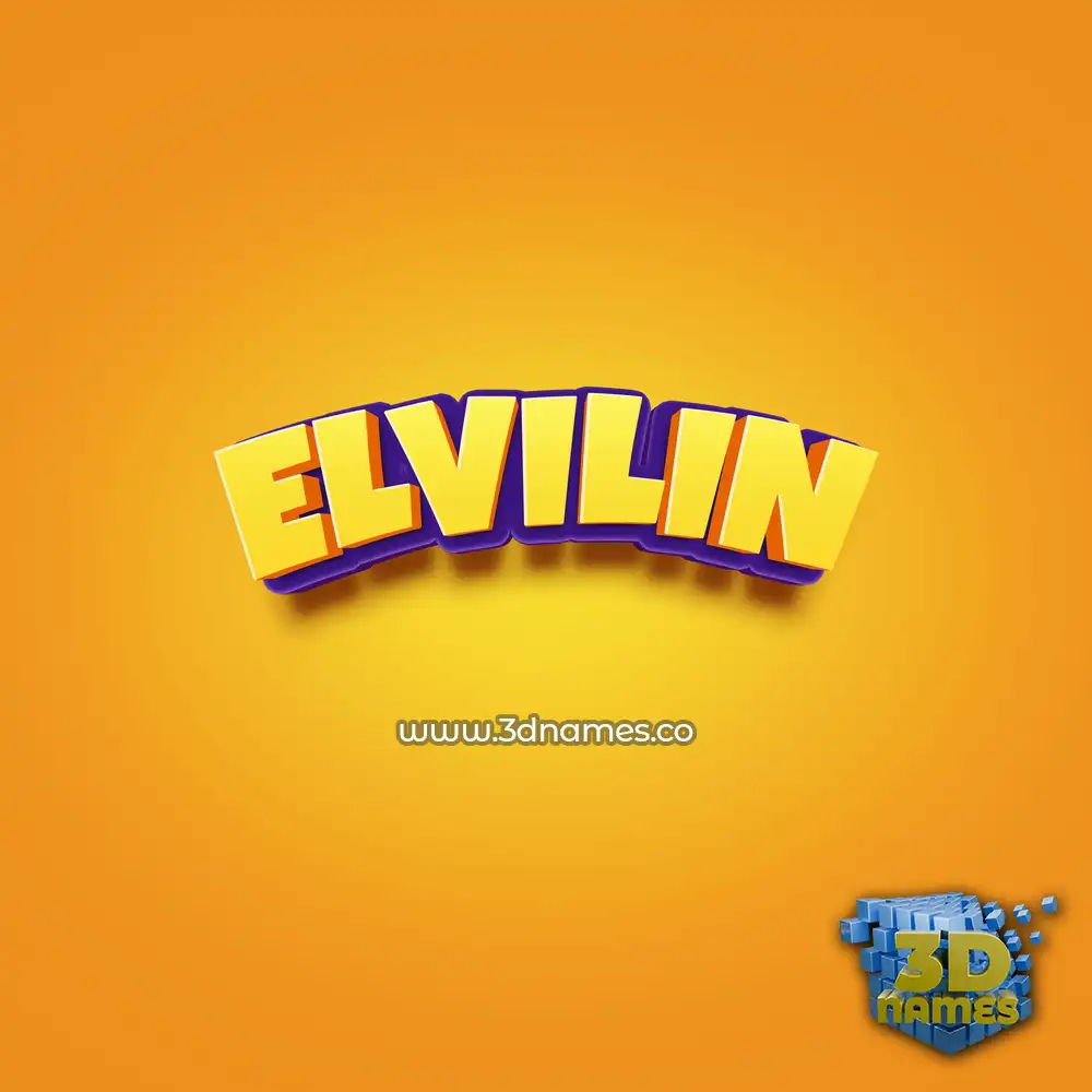 elvilin in Orange Toon style - 3D name wallpaper