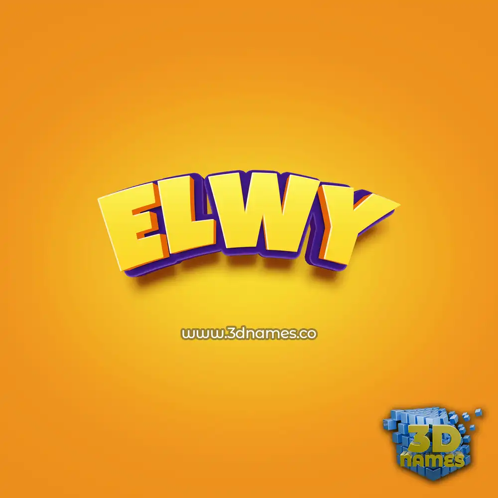 elwy in Orange Toon style - 3D name wallpaper