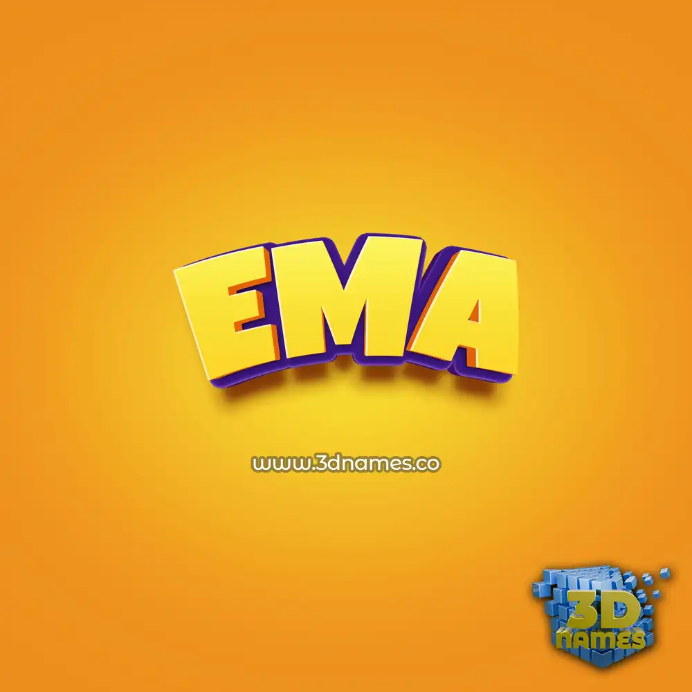 ema in Orange Toon style - 3D name wallpaper