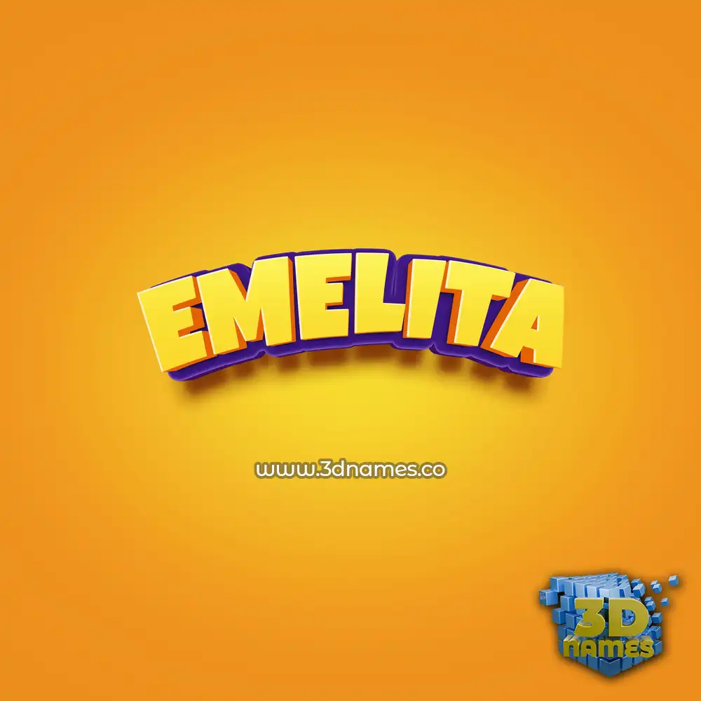 emelita in Orange Toon style - 3D name wallpaper