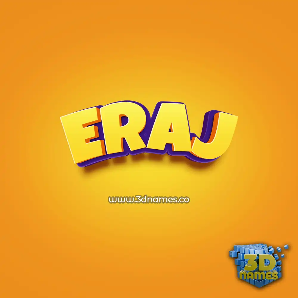 eraj in Orange Toon style - 3D name wallpaper