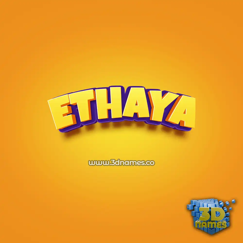ethaya in Orange Toon style - 3D name wallpaper