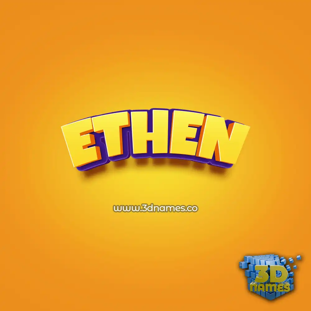 ethen in Orange Toon style - 3D name wallpaper