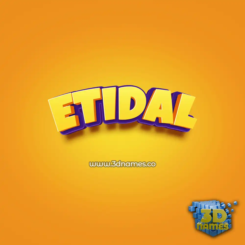 etidal in Orange Toon style - 3D name wallpaper