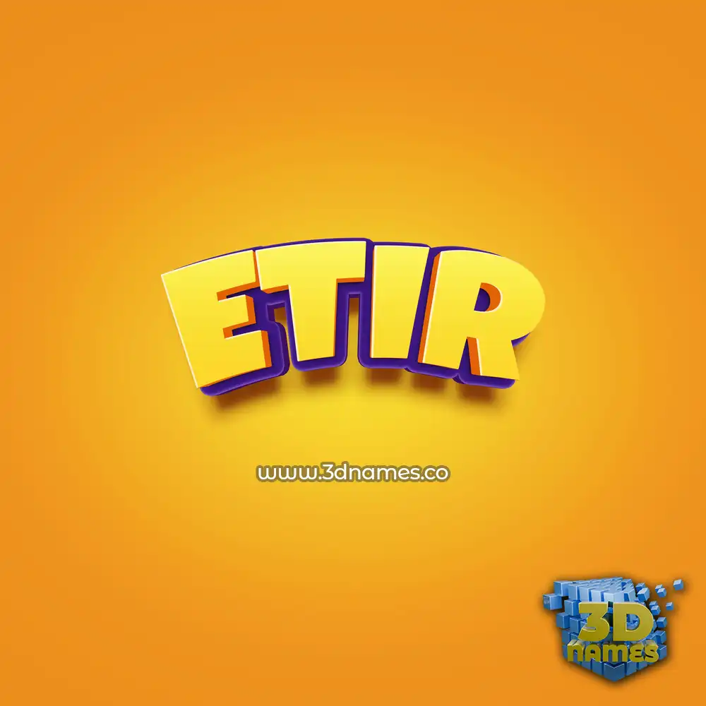 etir in Orange Toon style - 3D name wallpaper