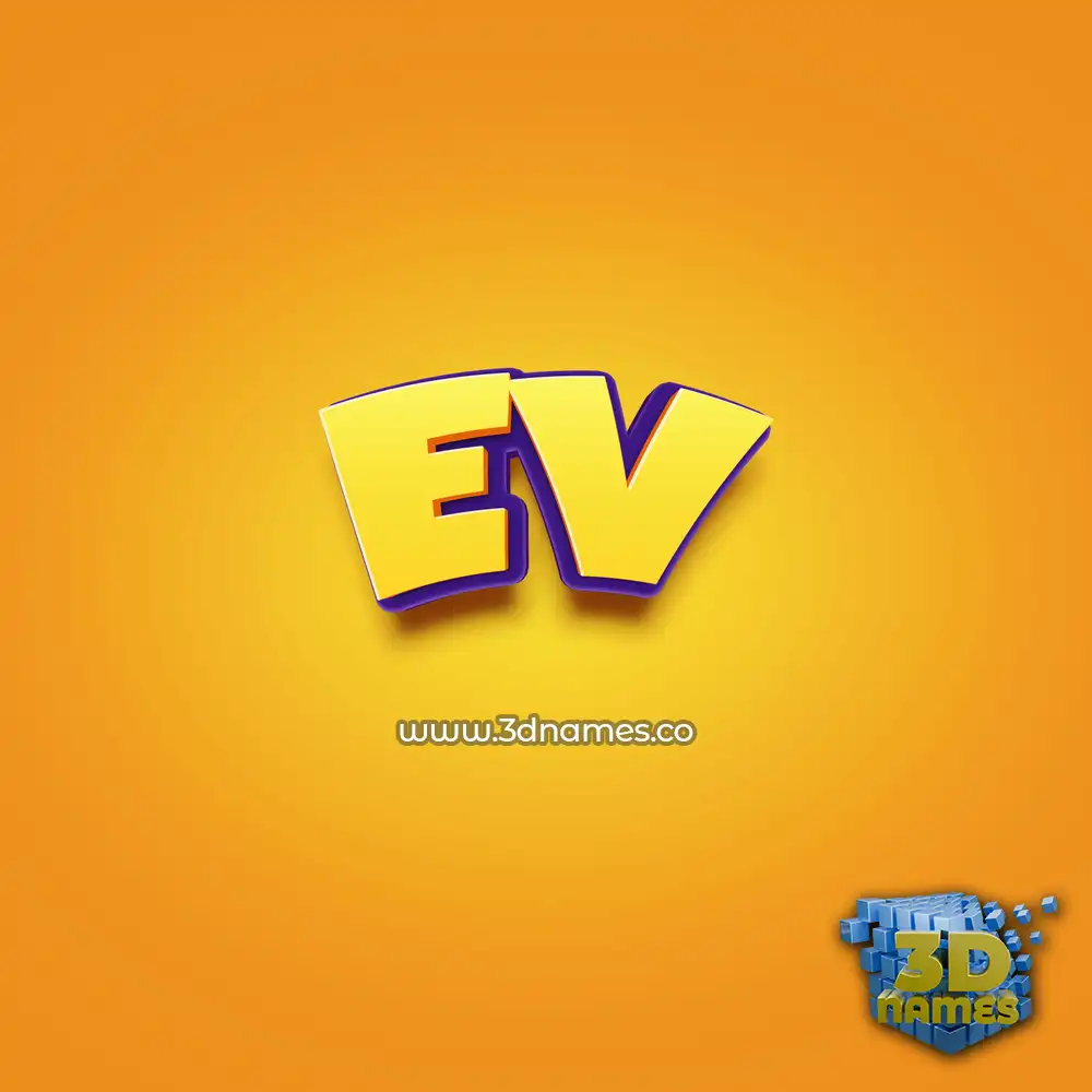 ev in Orange Toon style - 3D name wallpaper