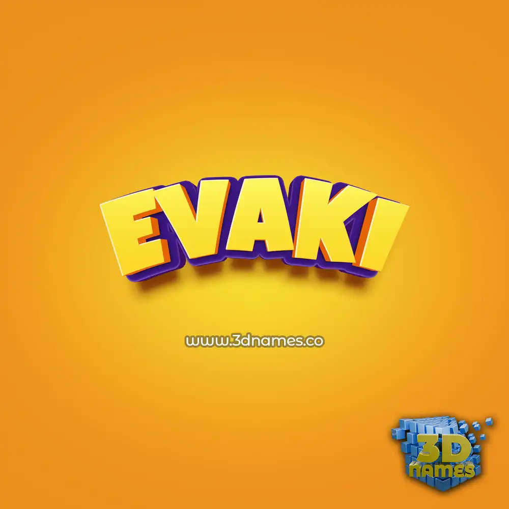 evaki in Orange Toon style - 3D name wallpaper