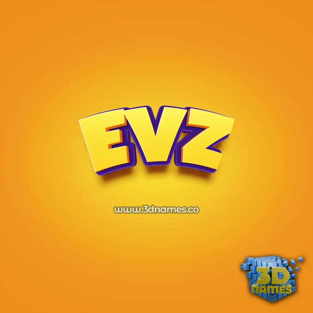 evz in Orange Toon style - 3D name wallpaper
