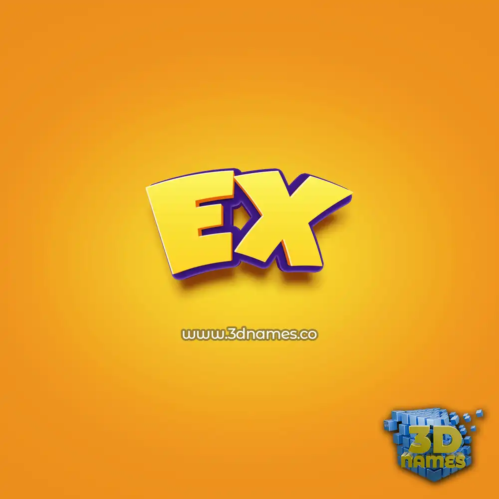 ex in Orange Toon style - 3D name wallpaper