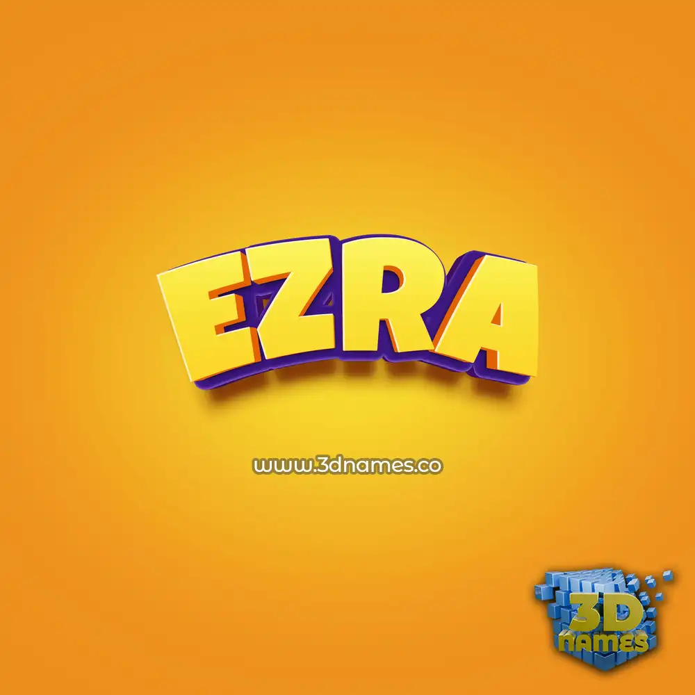 ezra in Orange Toon style - 3D name wallpaper