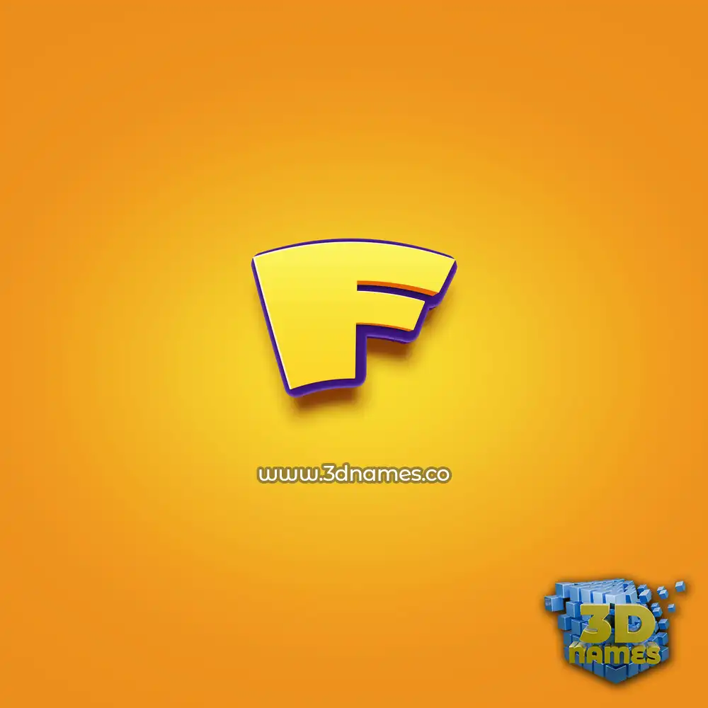 f in Orange Toon style - 3D name wallpaper