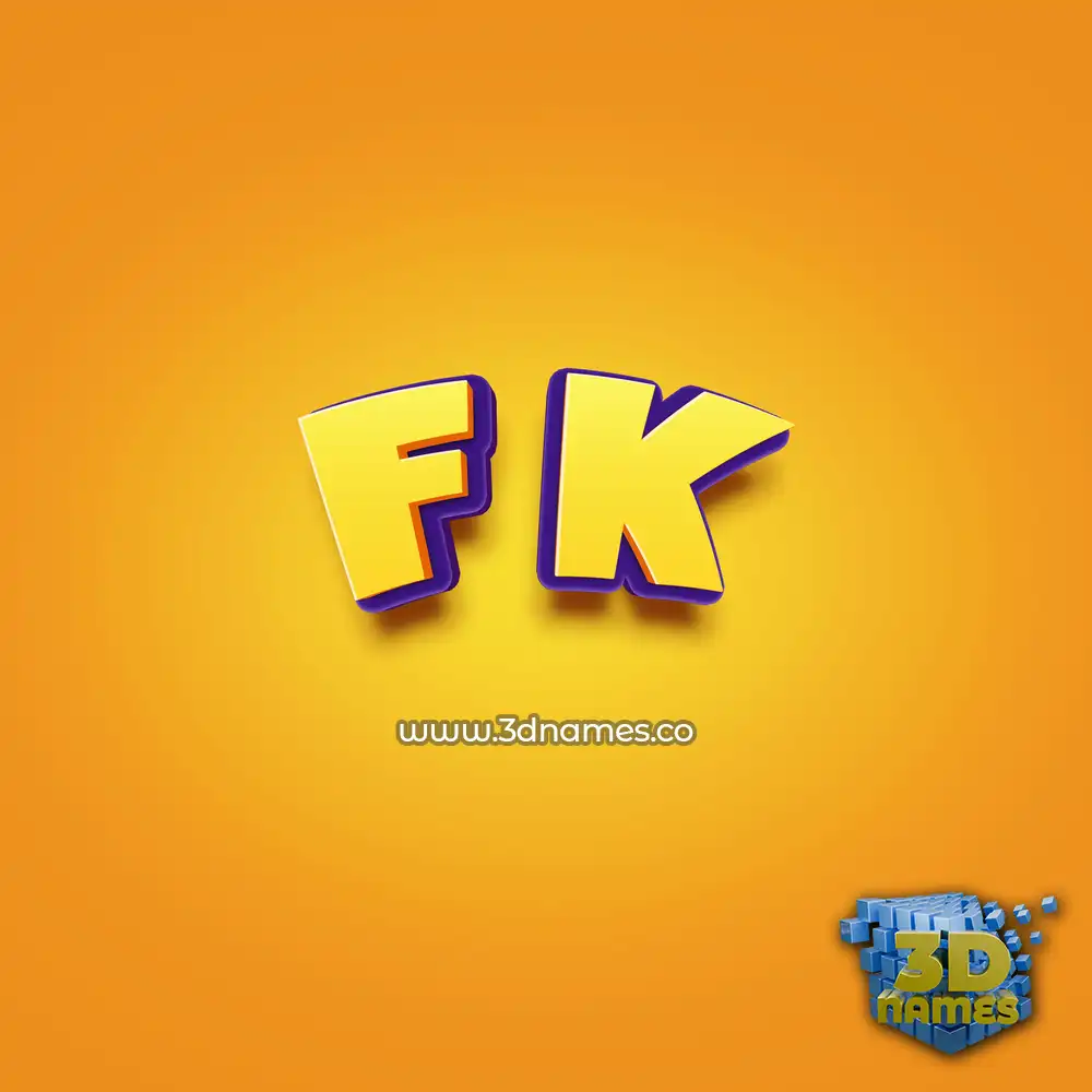 f k in Orange Toon style - 3D name wallpaper
