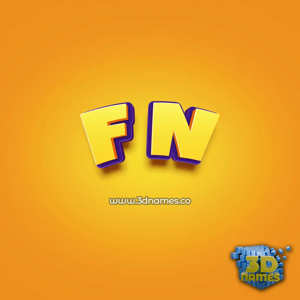 f n in Orange Toon style - 3D name wallpaper