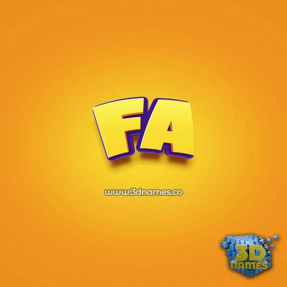 fa in Orange Toon style - 3D name wallpaper