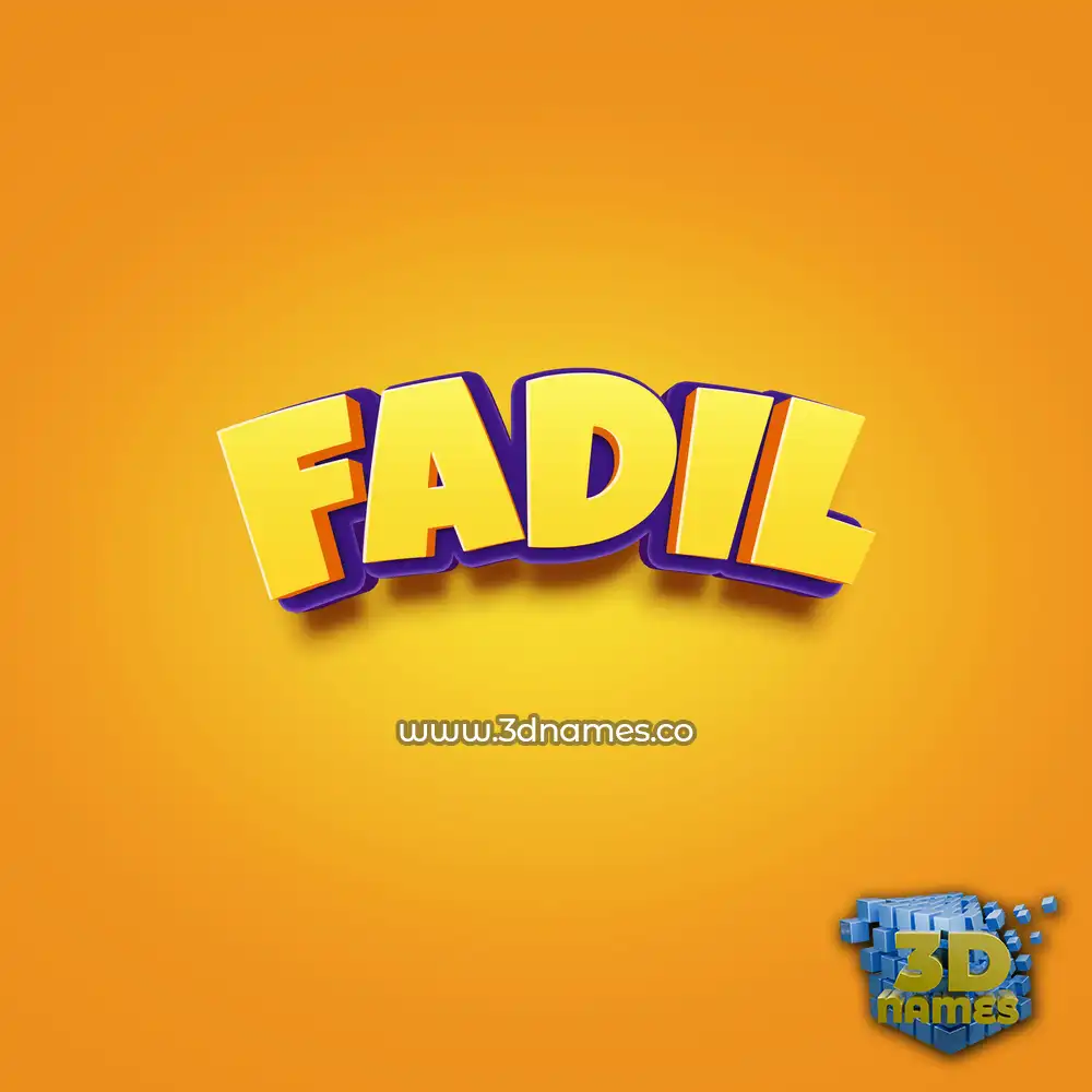 fadil in Orange Toon style - 3D name wallpaper