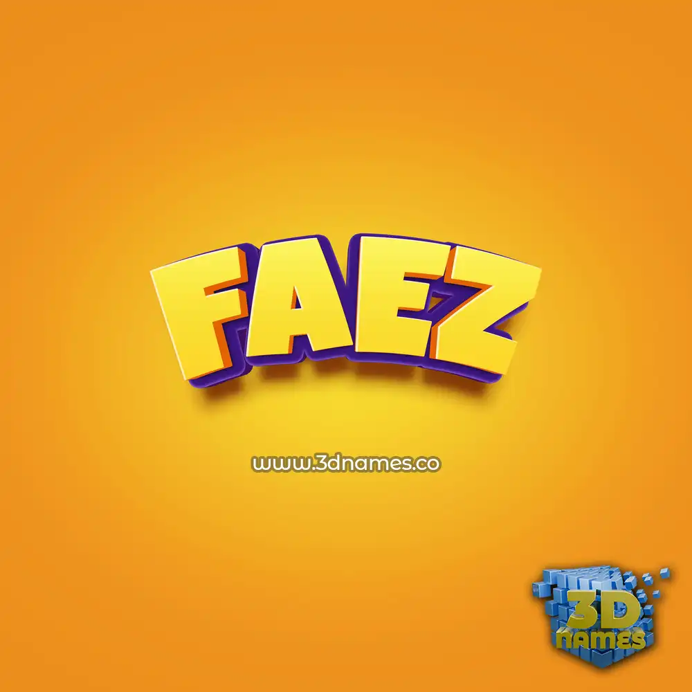 faez in Orange Toon style - 3D name wallpaper