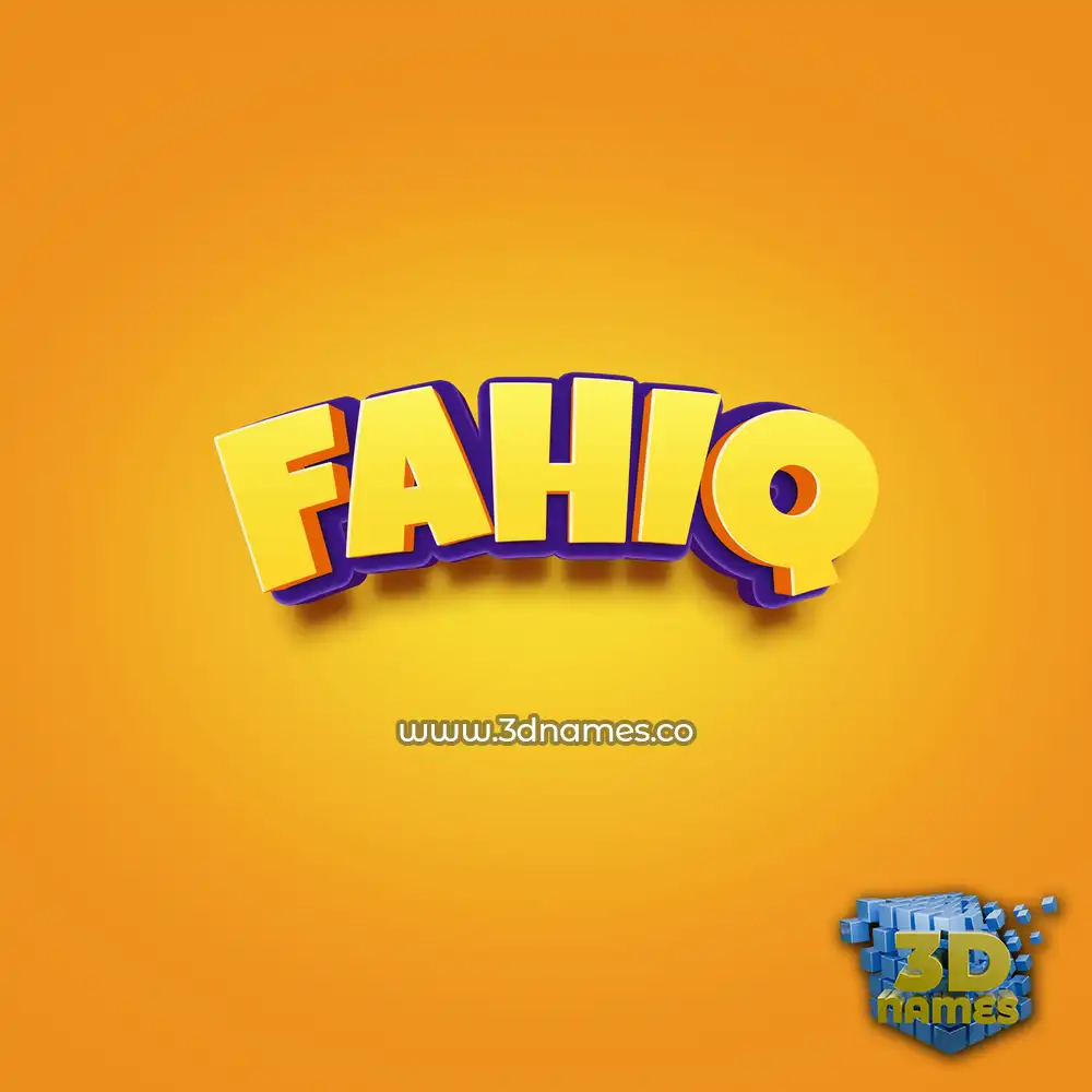 fahiq in Orange Toon style - 3D name wallpaper