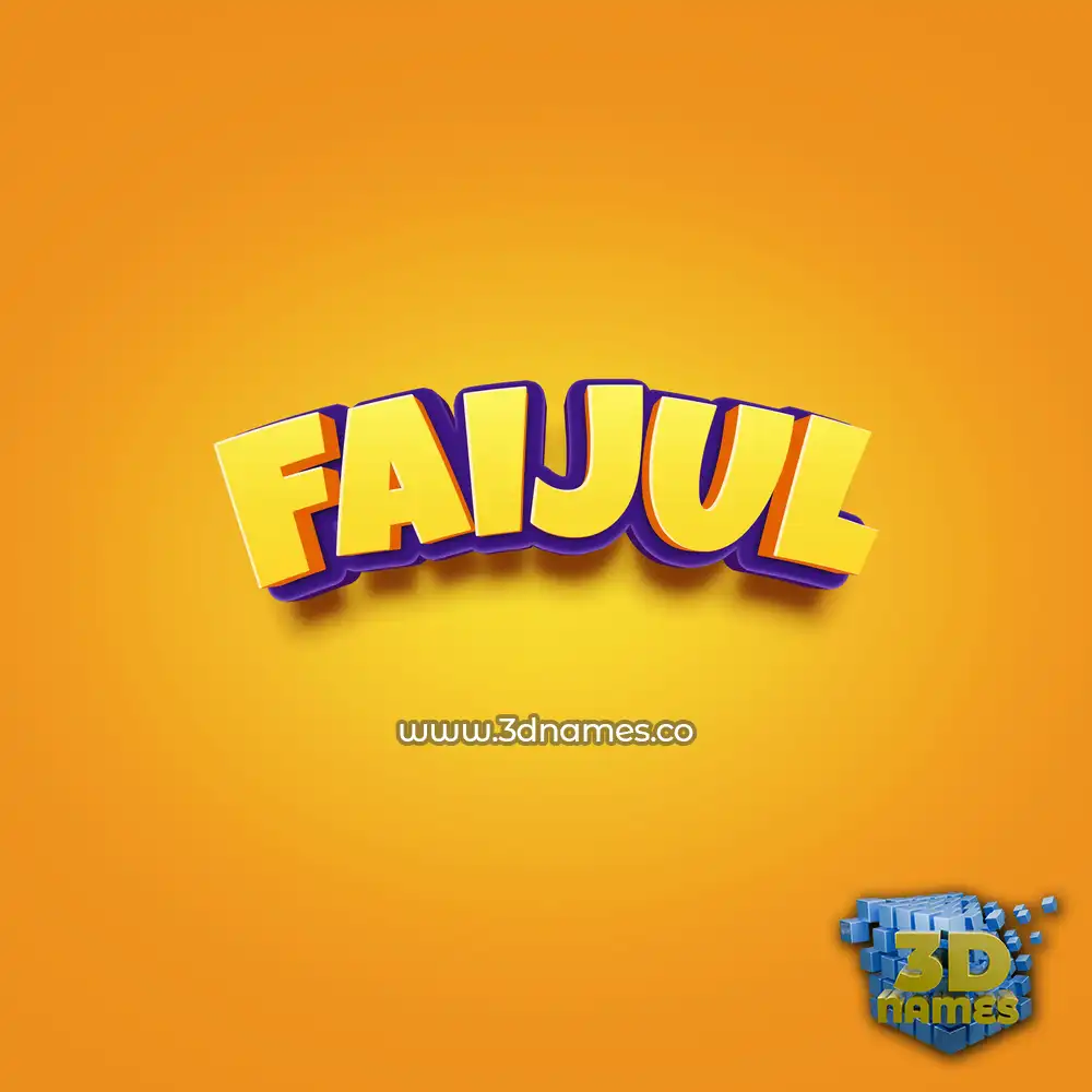 faijul in Orange Toon style - 3D name wallpaper