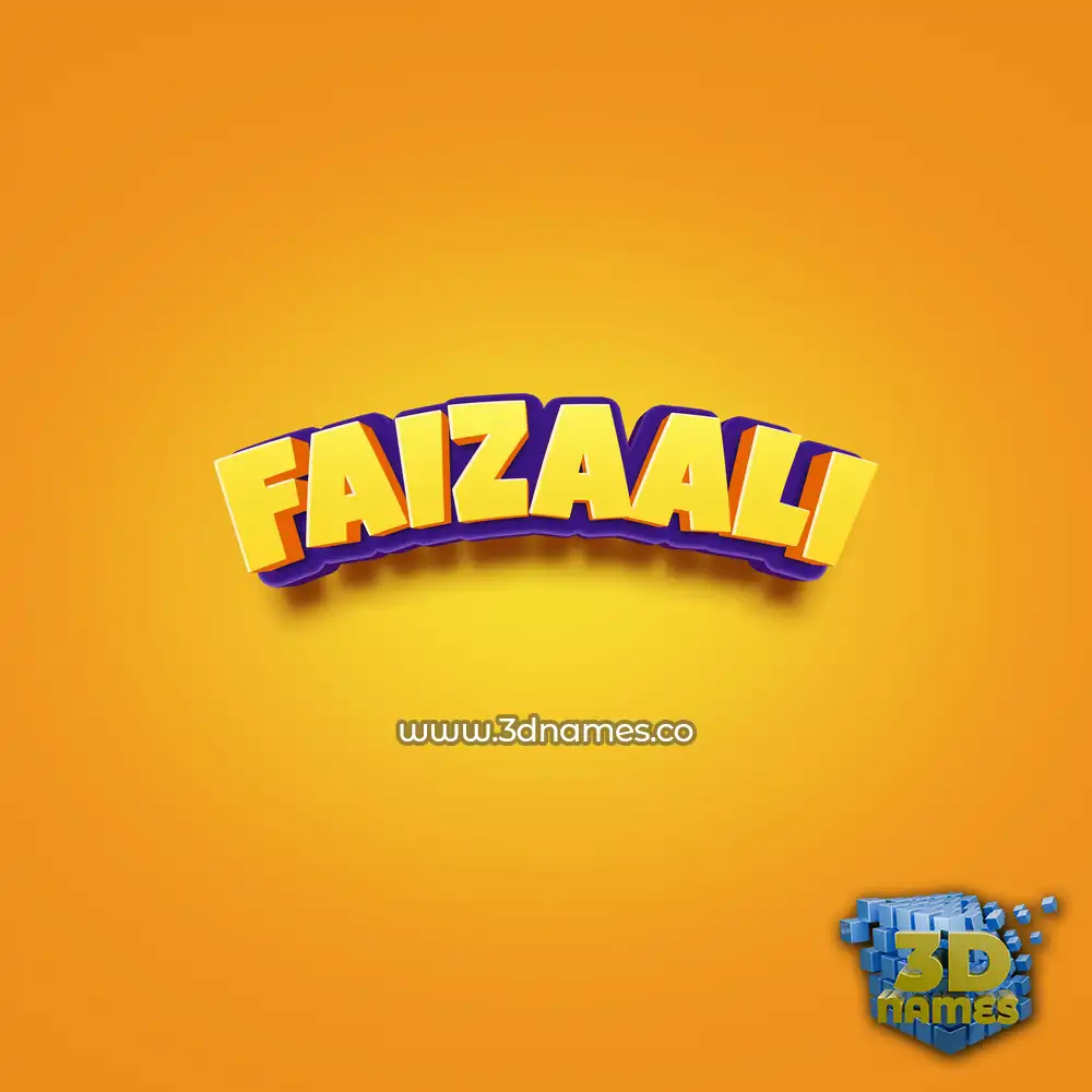 faizaali in Orange Toon style - 3D name wallpaper