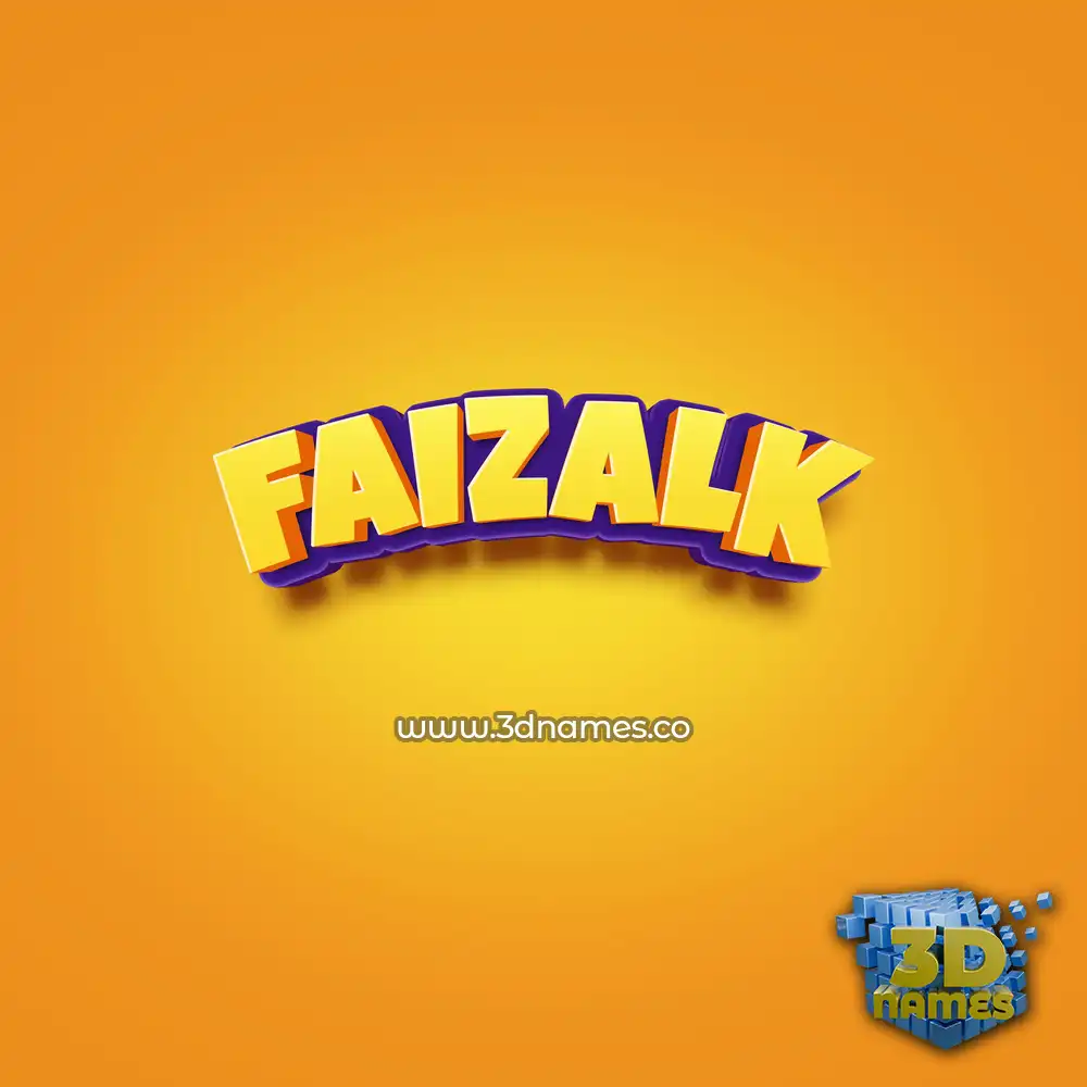 faizalk in Orange Toon style - 3D name wallpaper