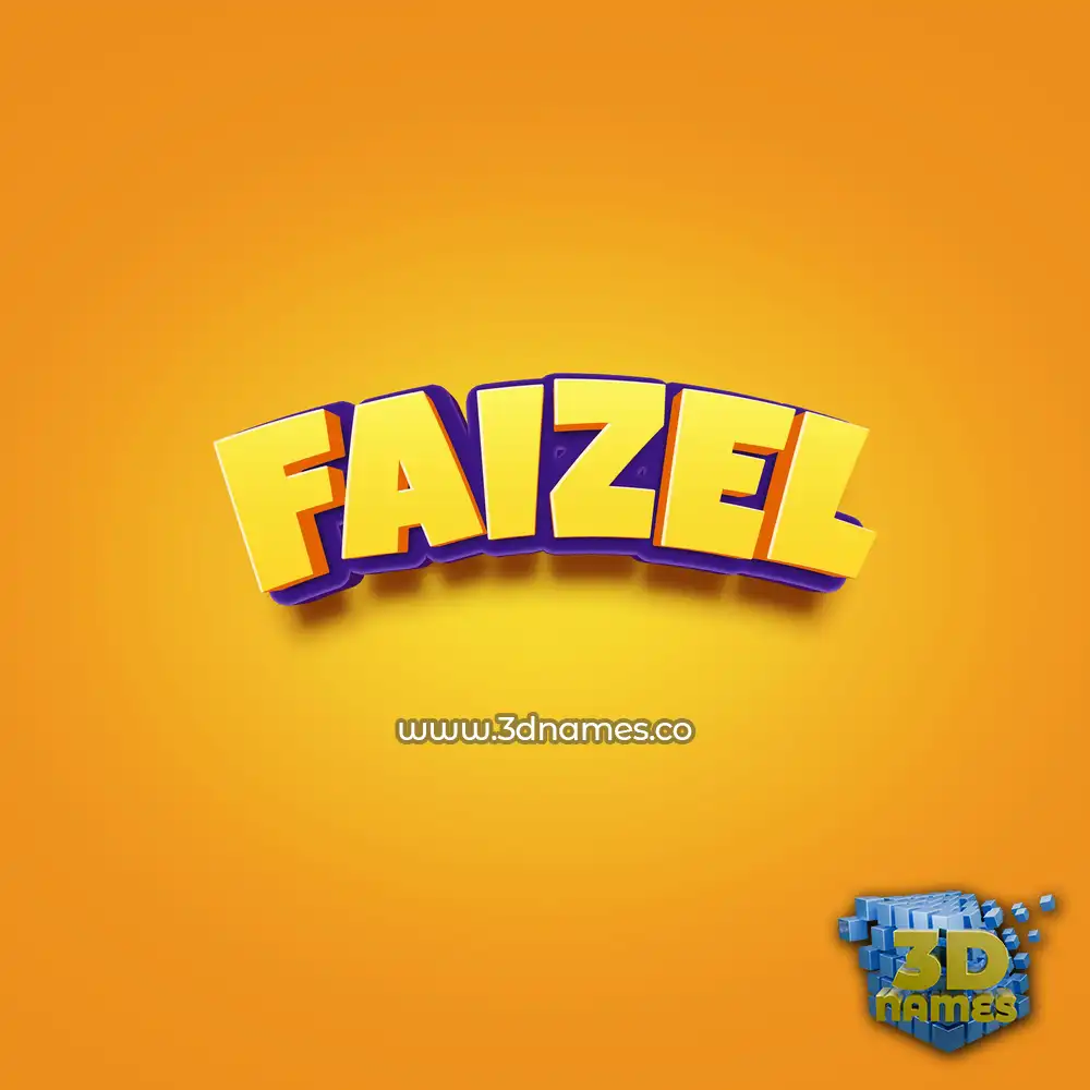 faizel in Orange Toon style - 3D name wallpaper