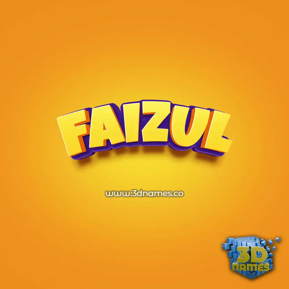 faizul in Orange Toon style - 3D name wallpaper