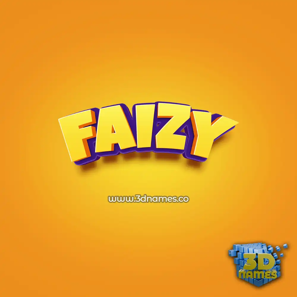 faizy in Orange Toon style - 3D name wallpaper