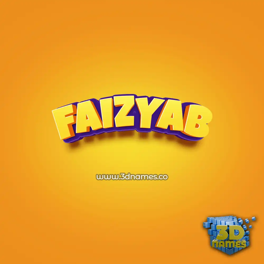 faizyab in Orange Toon style - 3D name wallpaper