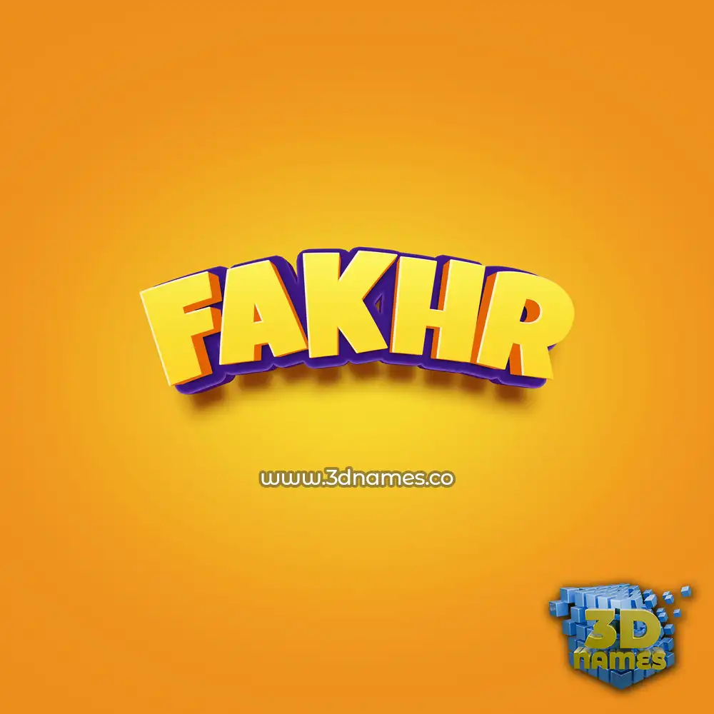 fakhr in Orange Toon style - 3D name wallpaper