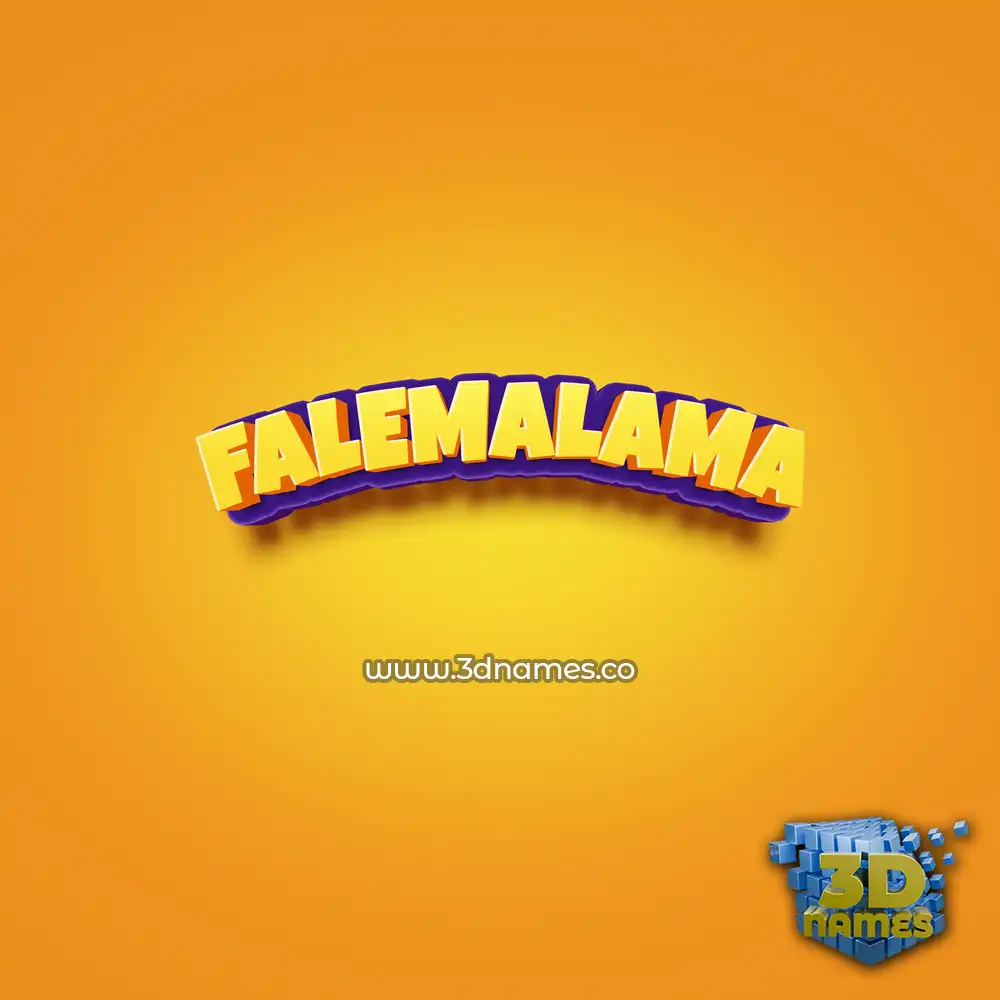 falemalama in Orange Toon style - 3D name wallpaper