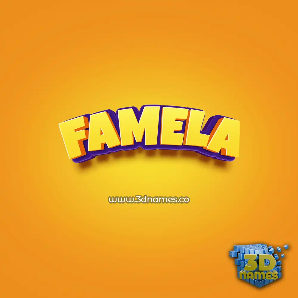 famela in Orange Toon style - 3D name wallpaper