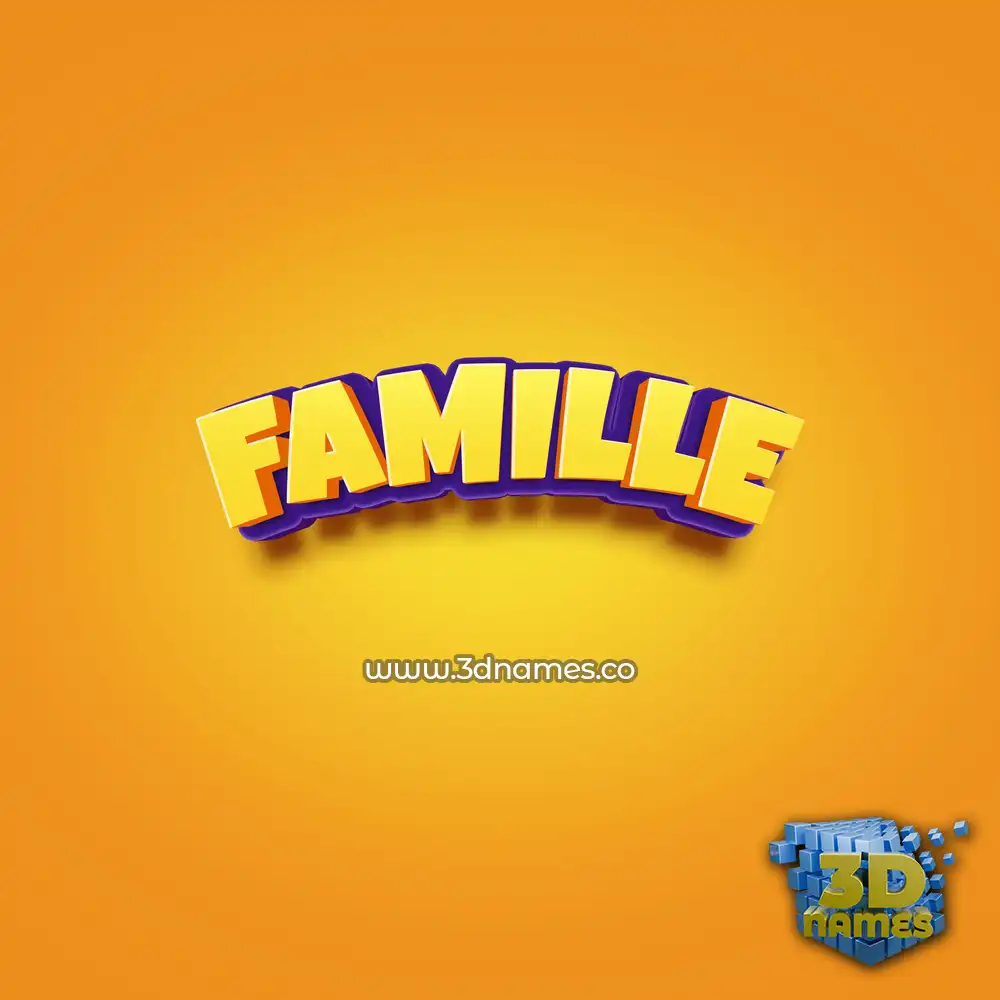 famille in Orange Toon style - 3D name wallpaper