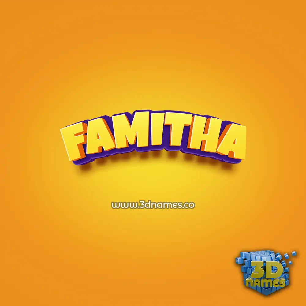 famitha in Orange Toon style - 3D name wallpaper