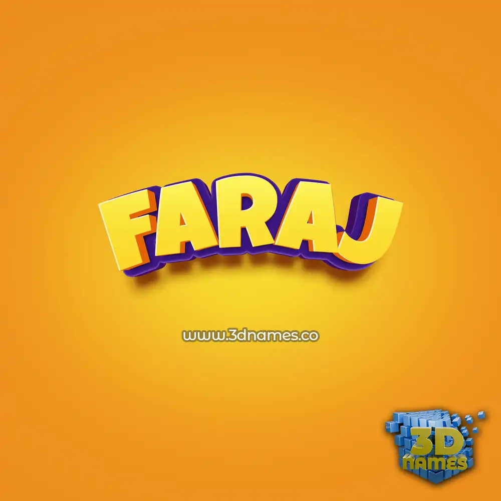 faraj in Orange Toon style - 3D name wallpaper