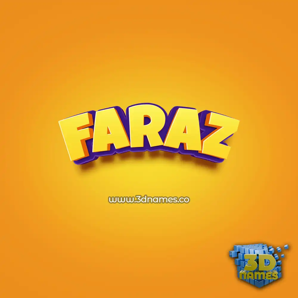 faraz in Orange Toon style - 3D name wallpaper