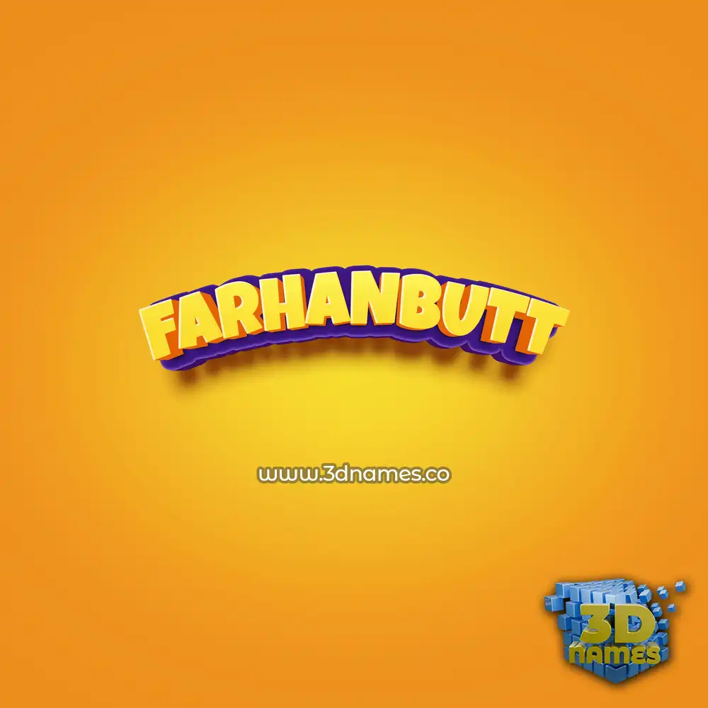 farhanbutt in Orange Toon style - 3D name wallpaper