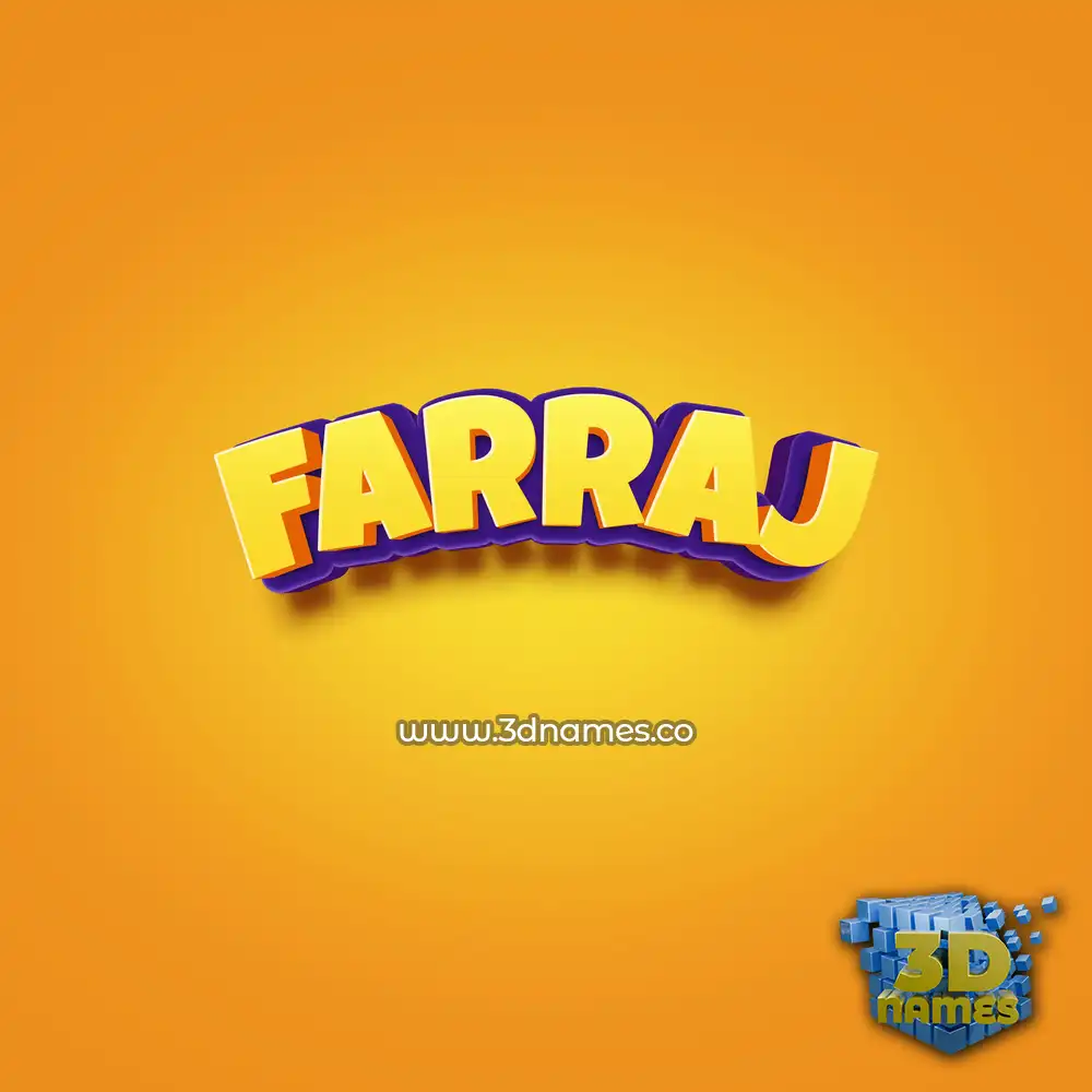 farraj in Orange Toon style - 3D name wallpaper