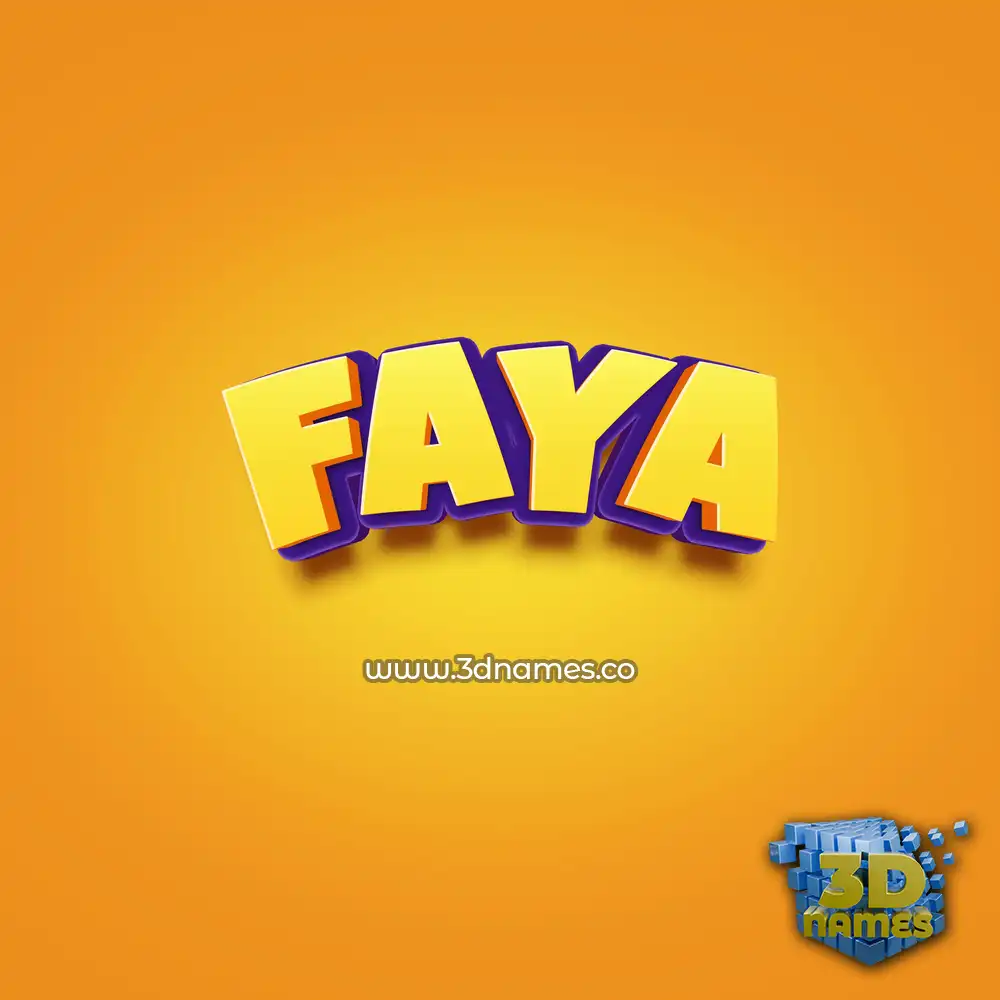 faya in Orange Toon style - 3D name wallpaper