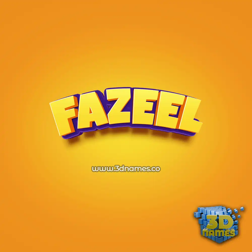 fazeel in Orange Toon style - 3D name wallpaper