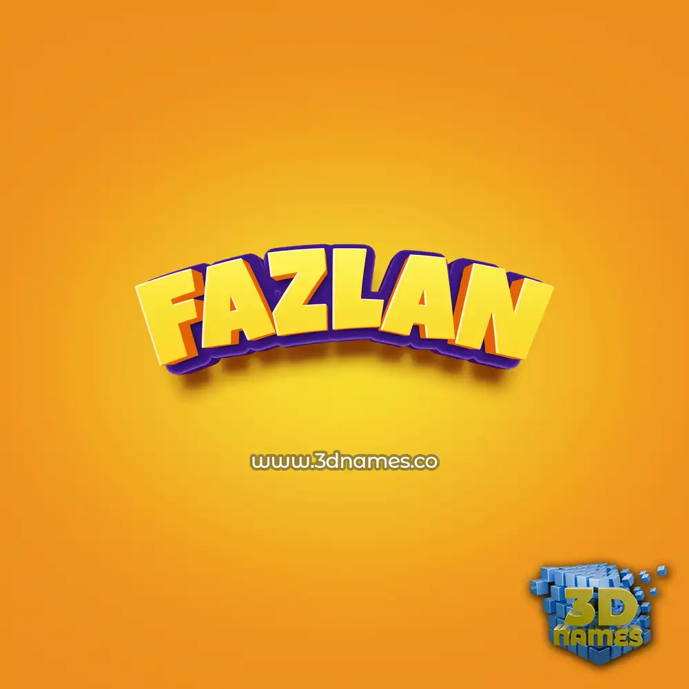 fazlan in Orange Toon style - 3D name wallpaper