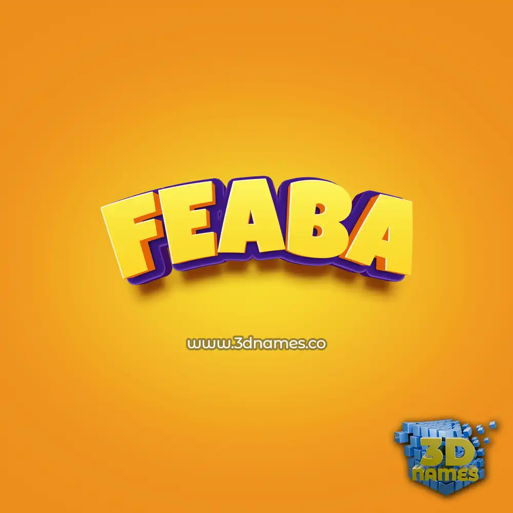 feaba in Orange Toon style - 3D name wallpaper