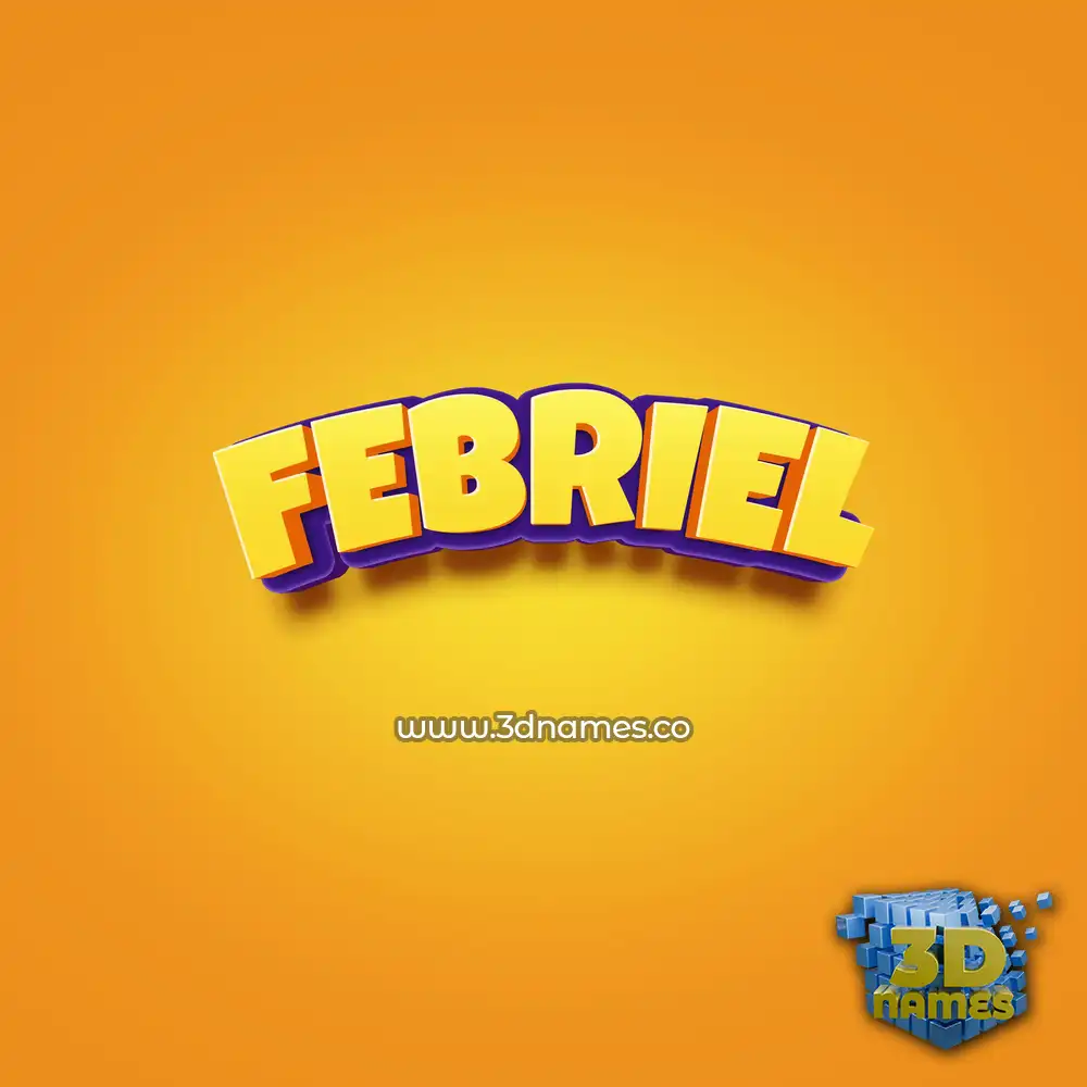 febriel in Orange Toon style - 3D name wallpaper