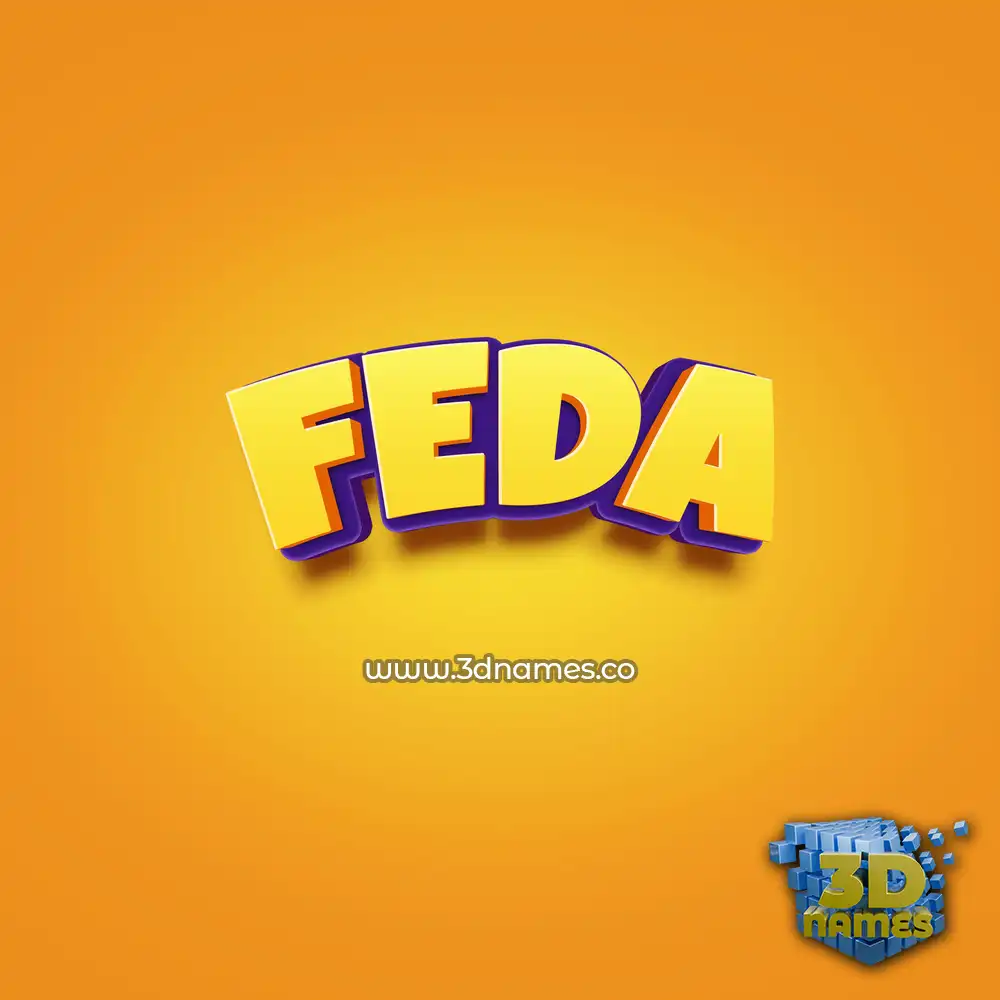feda in Orange Toon style - 3D name wallpaper