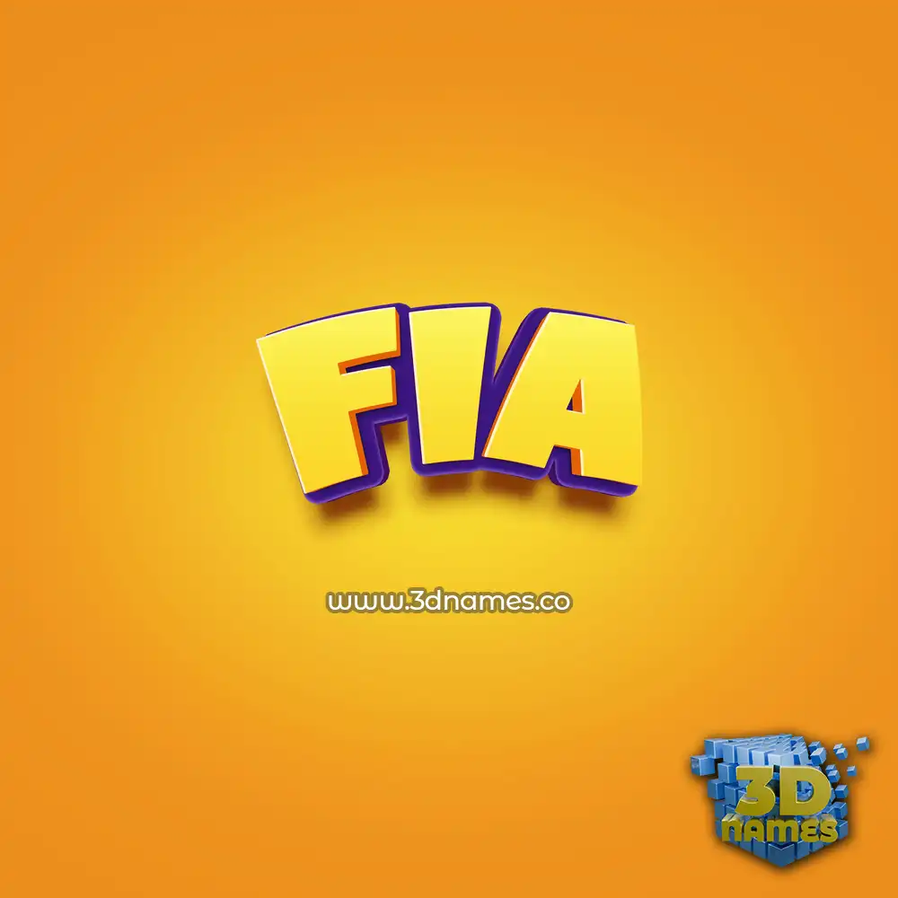 fia in Orange Toon style - 3D name wallpaper