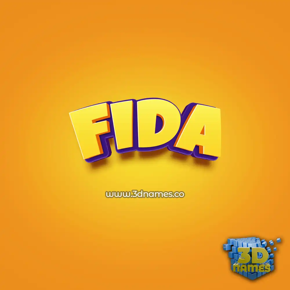 fida in Orange Toon style - 3D name wallpaper