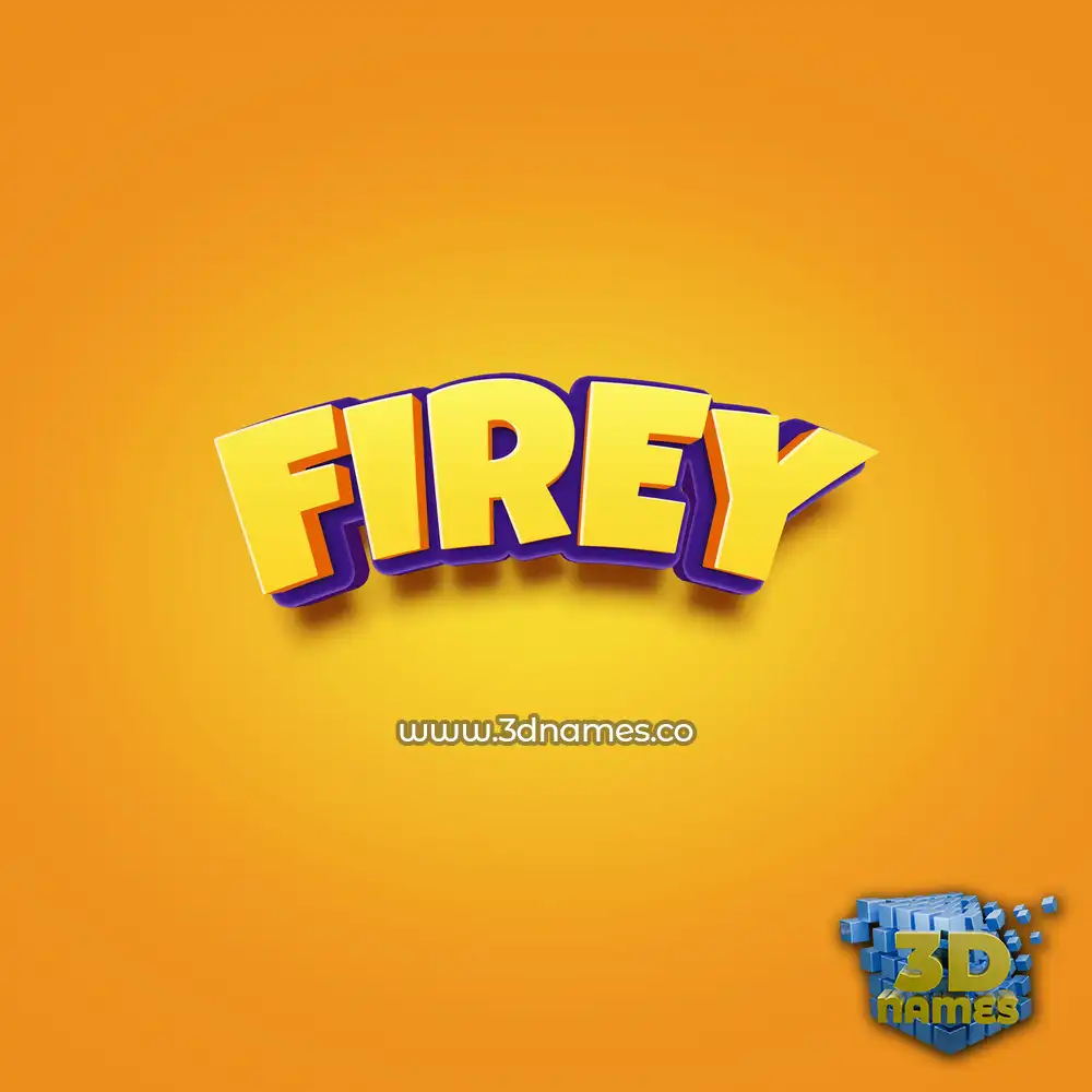 firey in Orange Toon style - 3D name wallpaper