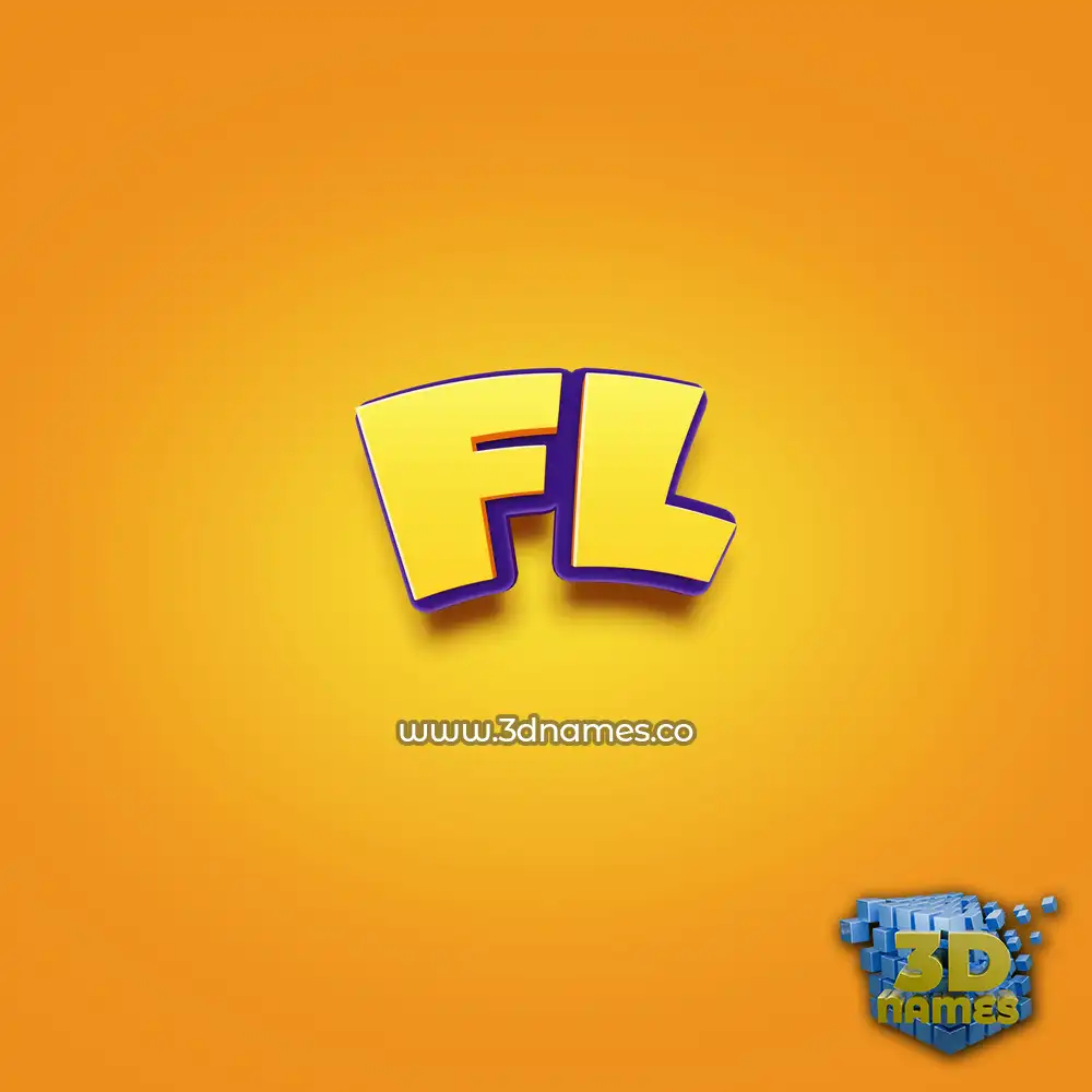 fl in Orange Toon style - 3D name wallpaper