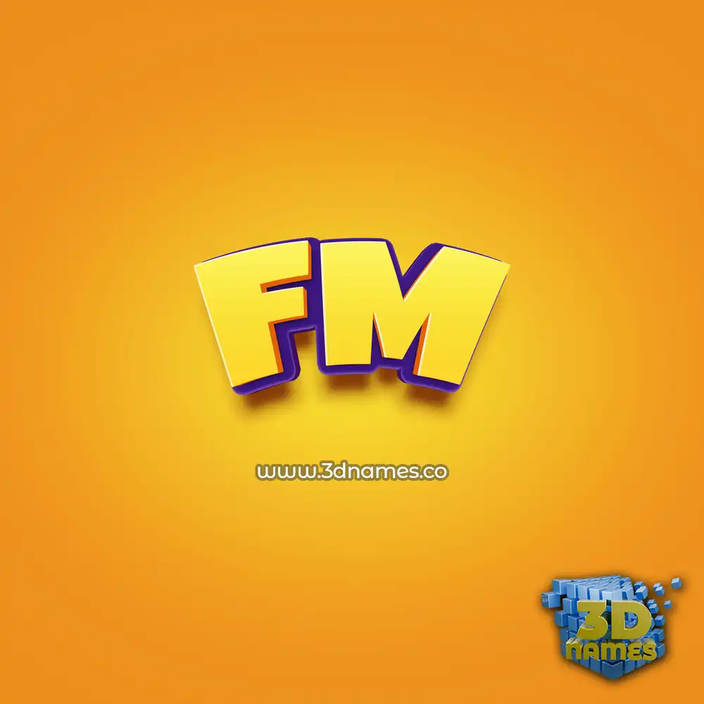 fm in Orange Toon style - 3D name wallpaper