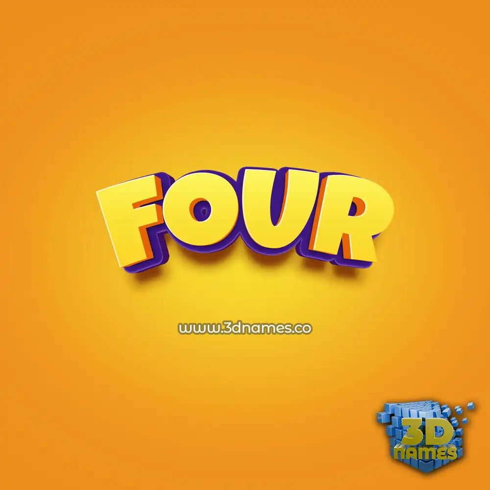 four in Orange Toon style - 3D name wallpaper