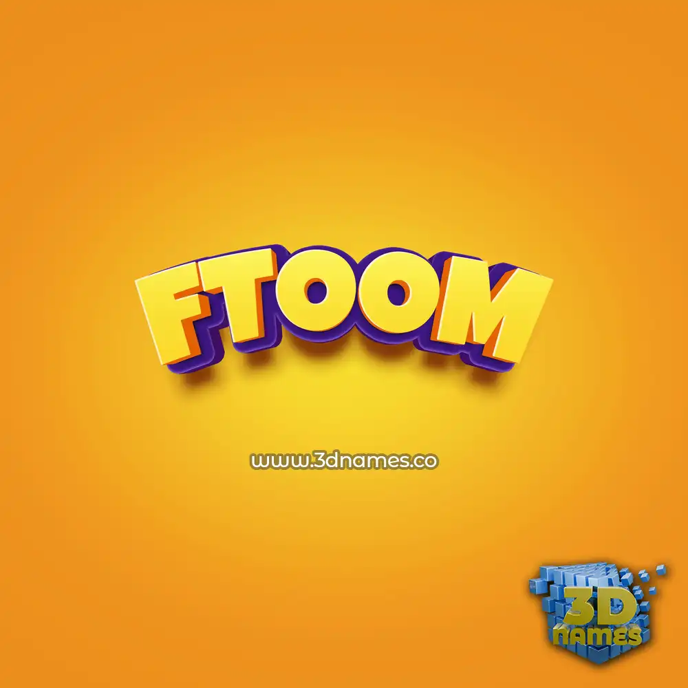 ftoom in Orange Toon style - 3D name wallpaper
